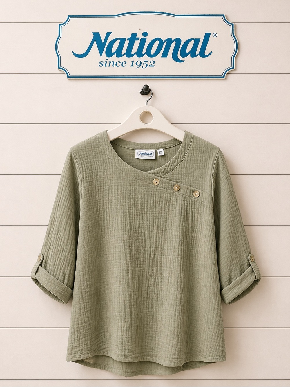 NATIONAL – Sage Green Textured Top – Size XL